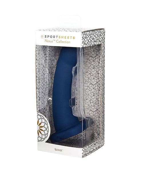 Nexus Solid Silicone 8" Hollow Dildo Banx - Navy