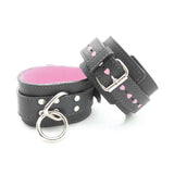 Wrist Cuffs Leather with Pink Fur