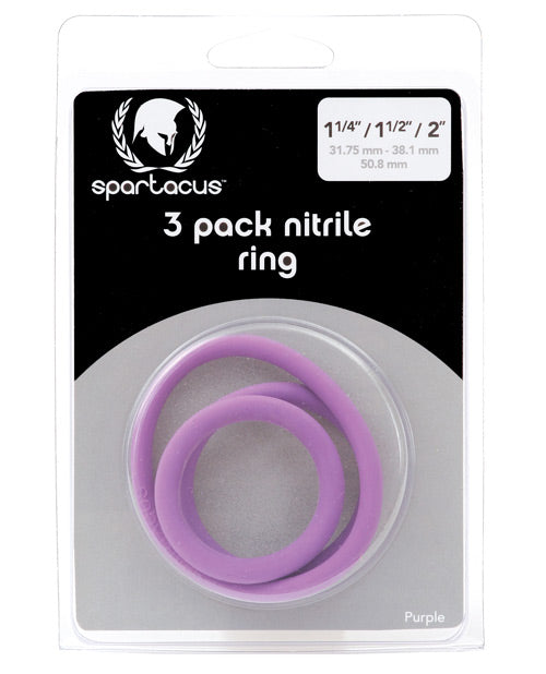 Spartacus Nitrile Cock  Ring Set - Purple Pack of 3