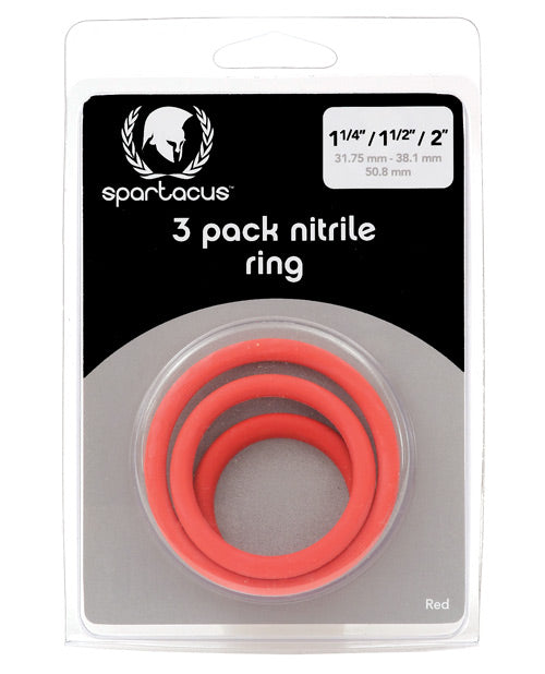 Spartacus Nitrile Cock  Ring Set - Red Pack of 3