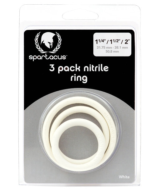 Spartacus Nitrile Cock  Ring Set - White Pack of 3