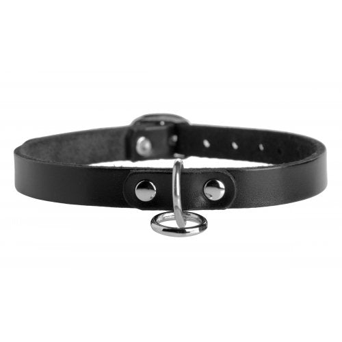Narrow Leather Choker with O-Ring